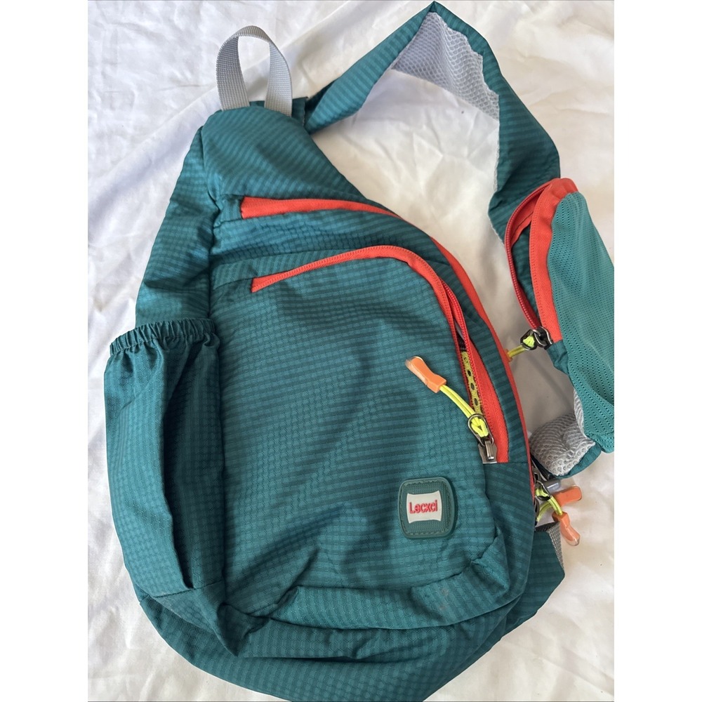 Lecxci Sling Small Hiking Backpack Teal Crossbody Shoulder Bag Daypack Travel